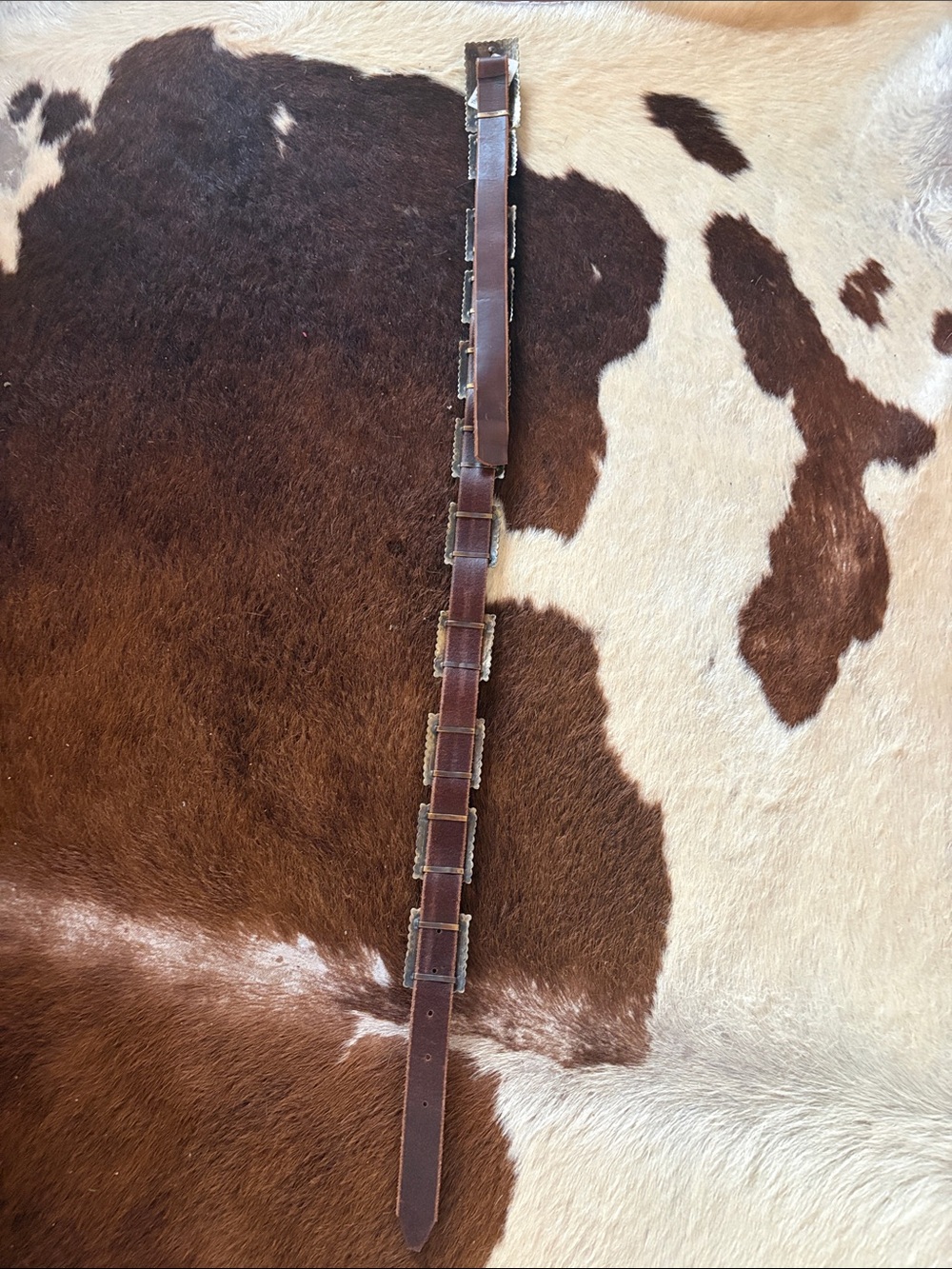 Rodeo Quincy Rosita Brown Leather Belt with Silver Floral Accents Concho belt - Picture 5 of 5